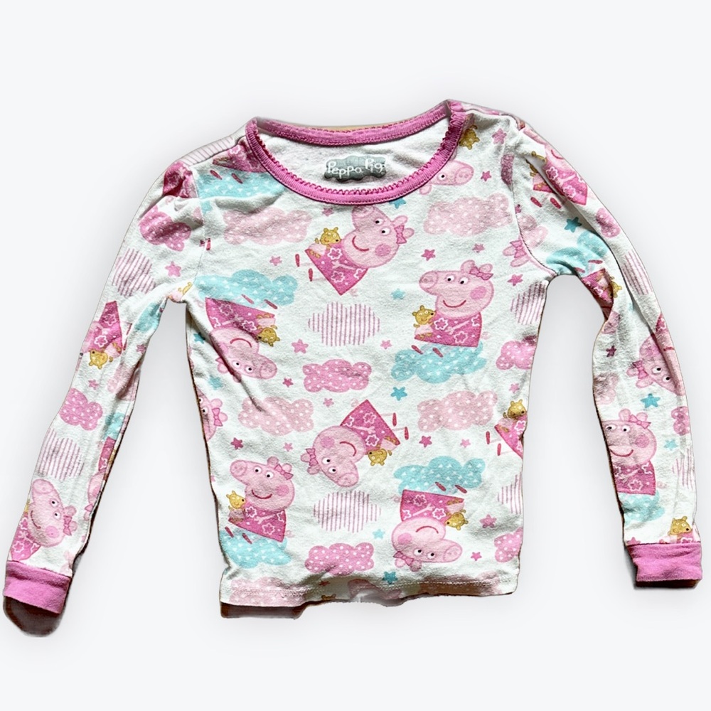 Peppa Pig Character T-Shirt Long Sleeve Cotton Allover Print Girl’s Tee ~ 4T